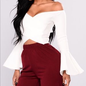 Belle Surplice Bell Sleeve Crop Top